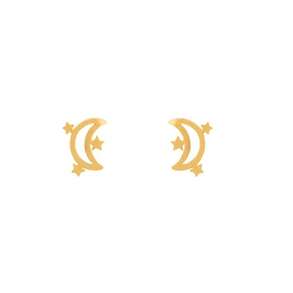 گوشواره طلا میخی ماه و ستاره