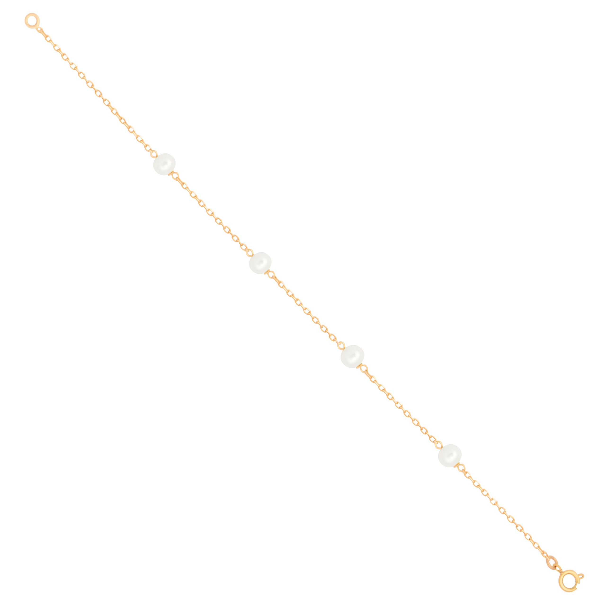 تصویر دستبند طلا زنجیری مروارید 